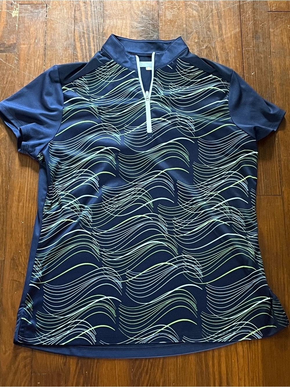 Callaway Navy and Light Green Short-Sleeve Quarter-Zip Golf Polo